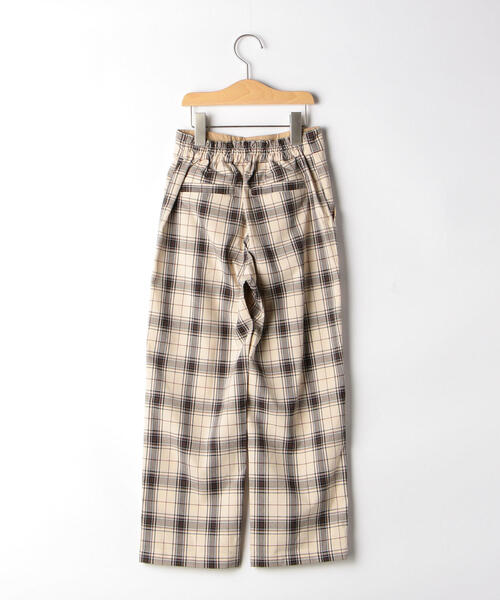 green label relaxing（グリーンレーベルリラクシング）の「ハイウエストチェックパンツ ベージュ（その他パンツ・キッズ・ベージュ・105/115/125/135）」の2枚目の写真