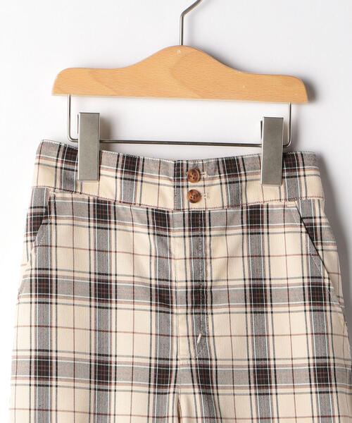 green label relaxing（グリーンレーベルリラクシング）の「ハイウエストチェックパンツ ベージュ（その他パンツ・キッズ・ベージュ・105/115/125/135）」の3枚目の写真