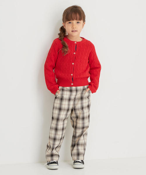 green label relaxing（グリーンレーベルリラクシング）の「ハイウエストチェックパンツ ベージュ（その他パンツ・キッズ・ベージュ・105/115/125/135）」の10枚目の写真