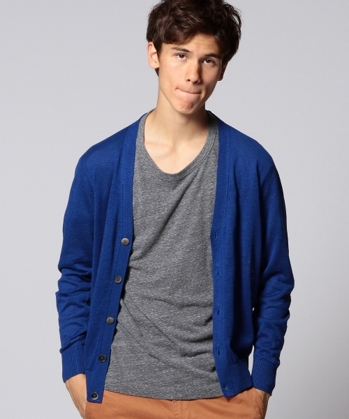 UNITED ARROWS（ユナイテッドアローズ）の「UAB カラードリネン　ハイゲージカーディガン ◆（カーディガン/ボレロ・メンズ・ロイヤルブルー/イエロー/ケリー・SMALL/X-SMALL/X-LARGE/LARGE/MEDIUM）」の2枚目の写真
