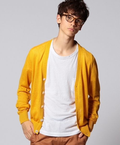 UNITED ARROWS（ユナイテッドアローズ）の「UAB カラードリネン　ハイゲージカーディガン ◆（カーディガン/ボレロ・メンズ・ロイヤルブルー/イエロー/ケリー・SMALL/X-SMALL/X-LARGE/LARGE/MEDIUM）」の3枚目の写真