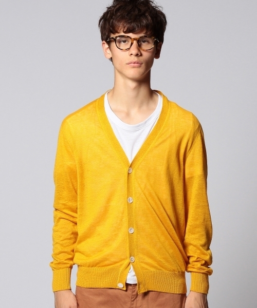 UNITED ARROWS（ユナイテッドアローズ）の「UAB カラードリネン　ハイゲージカーディガン ◆（カーディガン/ボレロ・メンズ・ロイヤルブルー/イエロー/ケリー・SMALL/X-SMALL/X-LARGE/LARGE/MEDIUM）」の4枚目の写真