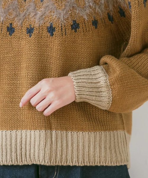 rectangle(レクタングル)の「ノルディックニットトップス(ニット/セーター・レディース・ベージュ/ブラウン/オフホワイト/グレー/ネイビー・FREE)」の14枚目の写真