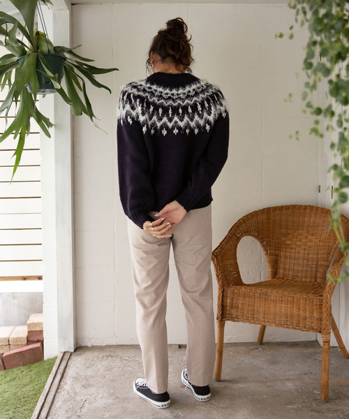 rectangle(レクタングル)の「ノルディックニットトップス(ニット/セーター・レディース・ベージュ/ブラウン/オフホワイト/グレー/ネイビー・FREE)」の21枚目の写真