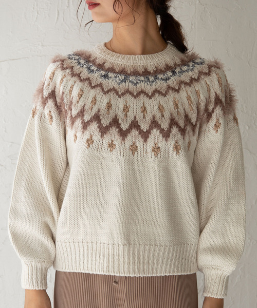 rectangle(レクタングル)の「ノルディックニットトップス(ニット/セーター・レディース・ベージュ/ブラウン/オフホワイト/グレー/ネイビー・FREE)」の22枚目の写真