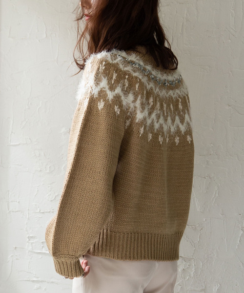 rectangle(レクタングル)の「ノルディックニットトップス(ニット/セーター・レディース・ベージュ/ブラウン/オフホワイト/グレー/ネイビー・FREE)」の15枚目の写真