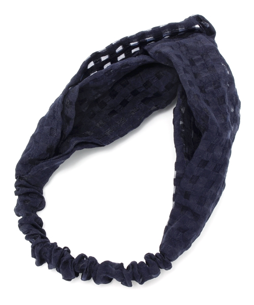 CIAOPANIC（チャオパニック）の「【Ciaopanic】チェックオーガンジーヘアバンド（ヘアバンド・レディース・ブラック/ベージュ/ネイビー・0）」の3枚目の写真