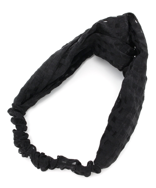 CIAOPANIC（チャオパニック）の「【Ciaopanic】チェックオーガンジーヘアバンド（ヘアバンド・レディース・ブラック/ベージュ/ネイビー・0）」の2枚目の写真