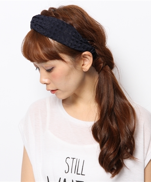CIAOPANIC（チャオパニック）の「【Ciaopanic】チェックオーガンジーヘアバンド（ヘアバンド・レディース・ブラック/ベージュ/ネイビー・0）」の5枚目の写真