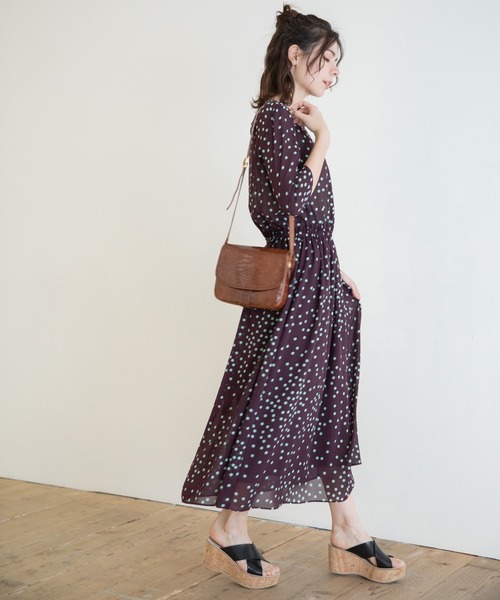 ★M&S Collection ポルカドットｘレーストップ 淑女ワンピ★ Munich（ミューニック）の「ポルカドットジョーゼットロング