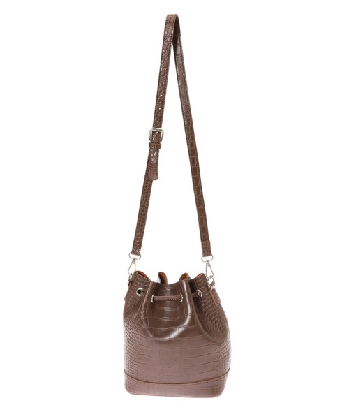 Edit Sheen（エディットシーン）の「クロコ型押し巾着ショルダーバッグ（ショルダーバッグ・レディース・ブラック/ブラウン・FREE）」の5枚目の写真