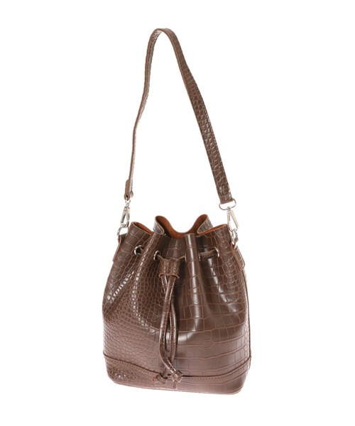 Edit Sheen（エディットシーン）の「クロコ型押し巾着ショルダーバッグ（ショルダーバッグ・レディース・ブラック/ブラウン・FREE）」の6枚目の写真