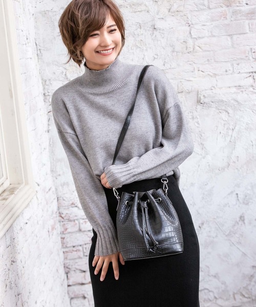 Edit Sheen（エディットシーン）の「クロコ型押し巾着ショルダーバッグ（ショルダーバッグ・レディース・ブラック/ブラウン・FREE）」の12枚目の写真