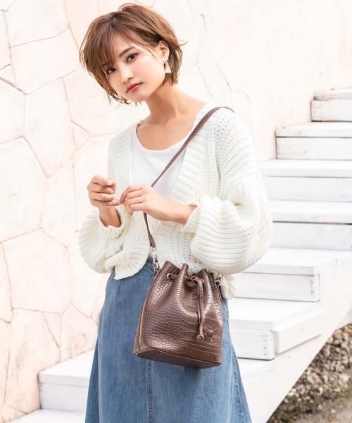 Edit Sheen（エディットシーン）の「クロコ型押し巾着ショルダーバッグ（ショルダーバッグ・レディース・ブラック/ブラウン・FREE）」の19枚目の写真