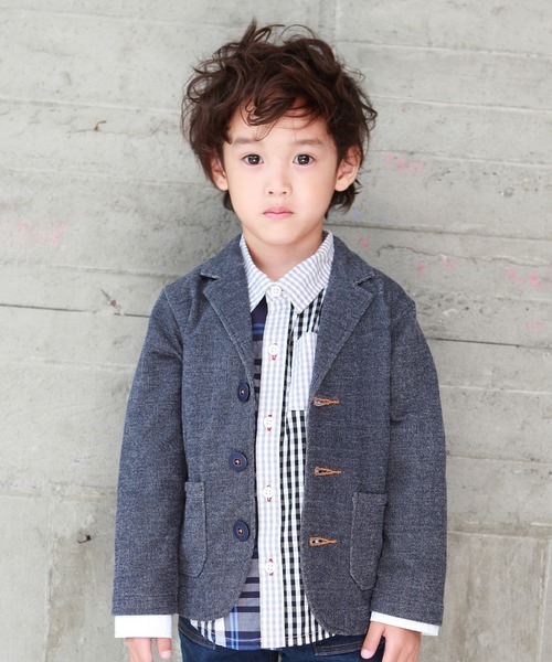 RAGMART（ラグマート）の「カットソージャケット（テーラードジャケット・キッズ・グレー/ネイビー・130cm/100cm/110cm/120cm）」の2枚目の写真