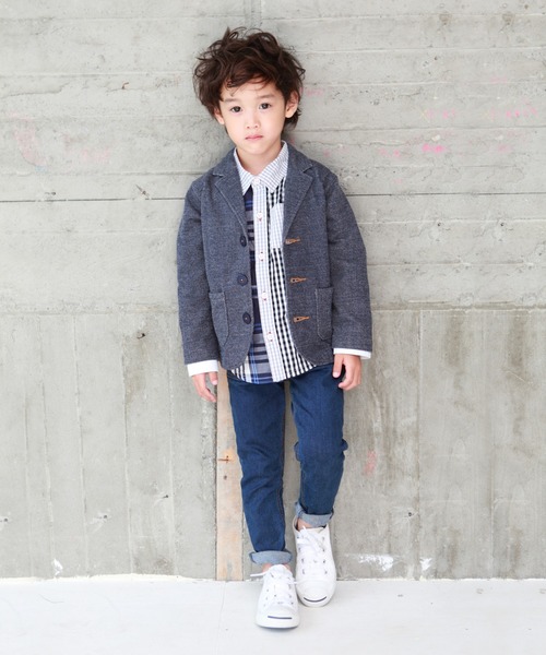 RAGMART（ラグマート）の「カットソージャケット（テーラードジャケット・キッズ・グレー/ネイビー・130cm/100cm/110cm/120cm）」の12枚目の写真