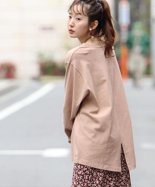 coen(コーエン)の「【WEB限定カラー】USAコットンバックスリットロングスリーブカットソー(ロングTシャツ/ロンT)(Tシャツ/カットソー・レディース・ダークグレー/パープル/ナチュラル/ブラック/オリーブ/ホワイト・FREE)」の1枚目の写真