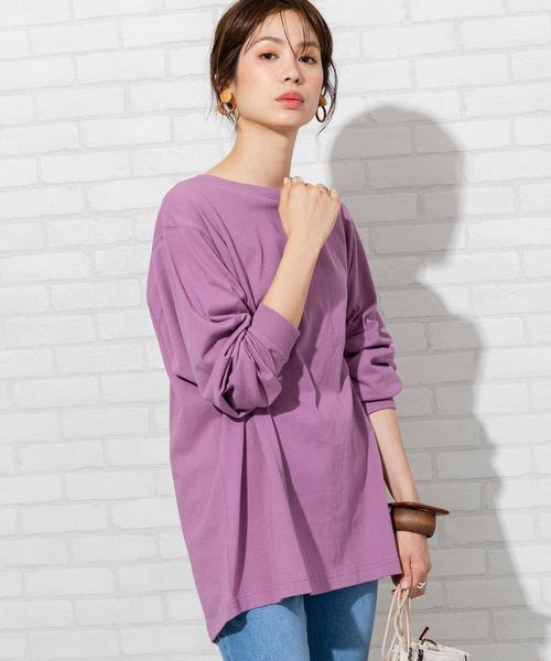 coen(コーエン)の「【WEB限定カラー】USAコットンバックスリットロングスリーブカットソー(ロングTシャツ/ロンT)(Tシャツ/カットソー・レディース・ダークグレー/パープル/ナチュラル/ブラック/オリーブ/ホワイト・FREE)」の6枚目の写真