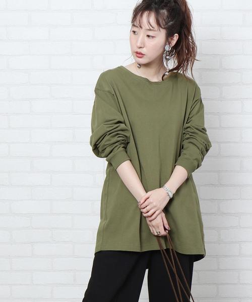 coen(コーエン)の「【WEB限定カラー】USAコットンバックスリットロングスリーブカットソー(ロングTシャツ/ロンT)(Tシャツ/カットソー・レディース・ダークグレー/パープル/ナチュラル/ブラック/オリーブ/ホワイト・FREE)」の5枚目の写真