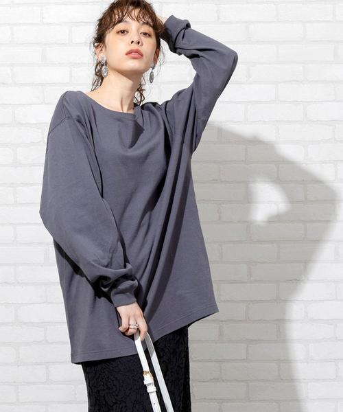 coen(コーエン)の「【WEB限定カラー】USAコットンバックスリットロングスリーブカットソー(ロングTシャツ/ロンT)(Tシャツ/カットソー・レディース・ダークグレー/パープル/ナチュラル/ブラック/オリーブ/ホワイト・FREE)」の4枚目の写真