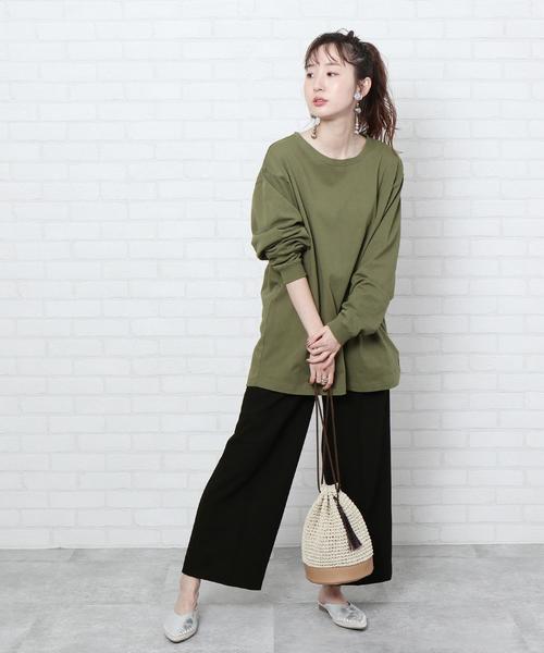 coen(コーエン)の「【WEB限定カラー】USAコットンバックスリットロングスリーブカットソー(ロングTシャツ/ロンT)(Tシャツ/カットソー・レディース・ダークグレー/パープル/ナチュラル/ブラック/オリーブ/ホワイト・FREE)」の22枚目の写真