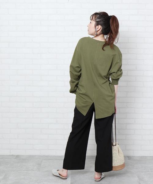 coen(コーエン)の「【WEB限定カラー】USAコットンバックスリットロングスリーブカットソー(ロングTシャツ/ロンT)(Tシャツ/カットソー・レディース・ダークグレー/パープル/ナチュラル/ブラック/オリーブ/ホワイト・FREE)」の21枚目の写真