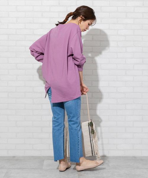 coen(コーエン)の「【WEB限定カラー】USAコットンバックスリットロングスリーブカットソー(ロングTシャツ/ロンT)(Tシャツ/カットソー・レディース・ダークグレー/パープル/ナチュラル/ブラック/オリーブ/ホワイト・FREE)」の18枚目の写真