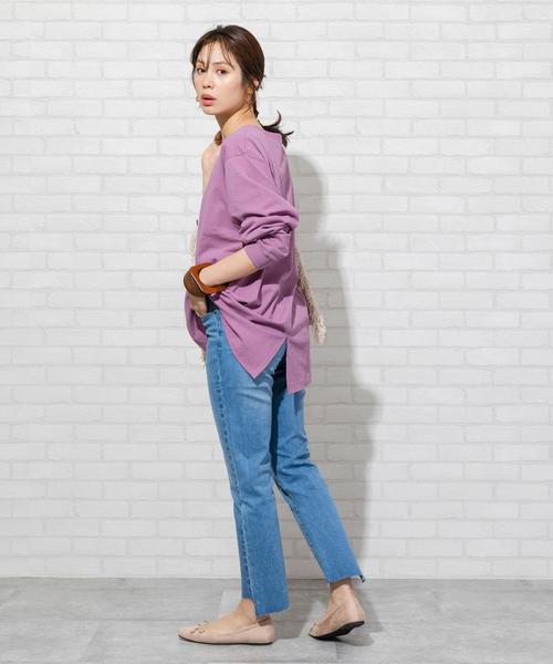 coen(コーエン)の「【WEB限定カラー】USAコットンバックスリットロングスリーブカットソー(ロングTシャツ/ロンT)(Tシャツ/カットソー・レディース・ダークグレー/パープル/ナチュラル/ブラック/オリーブ/ホワイト・FREE)」の17枚目の写真