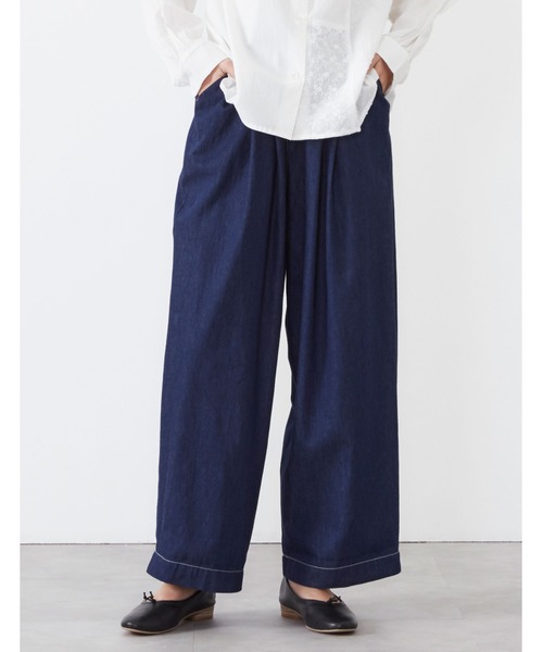 POU DOU DOU（プードゥドゥ）の「9分丈ボリュームタックパンツ（その他パンツ・レディース・ダークブラウン/インディゴブルー/アイボリー・3）」の3枚目の写真