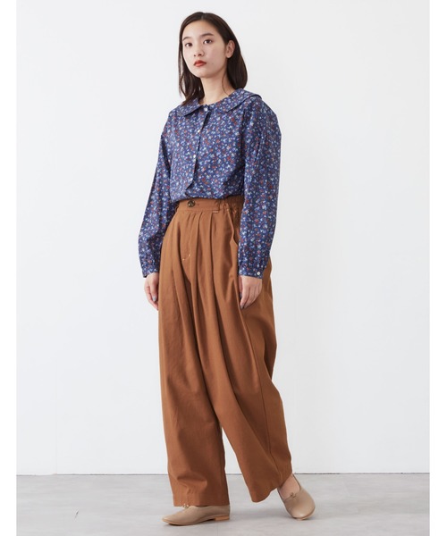 POU DOU DOU（プードゥドゥ）の「9分丈ボリュームタックパンツ（その他パンツ・レディース・ダークブラウン/インディゴブルー/アイボリー・3）」の5枚目の写真