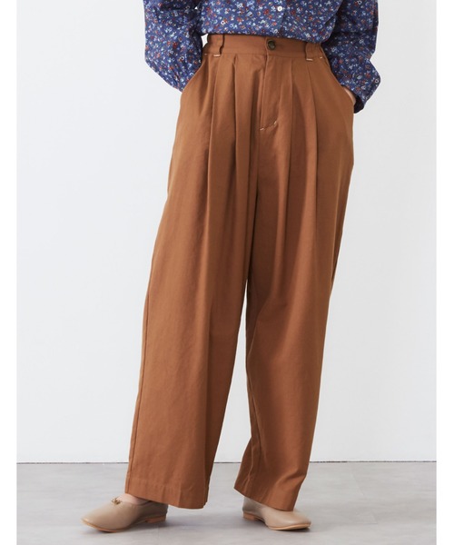 POU DOU DOU（プードゥドゥ）の「9分丈ボリュームタックパンツ（その他パンツ・レディース・ダークブラウン/インディゴブルー/アイボリー・3）」の6枚目の写真