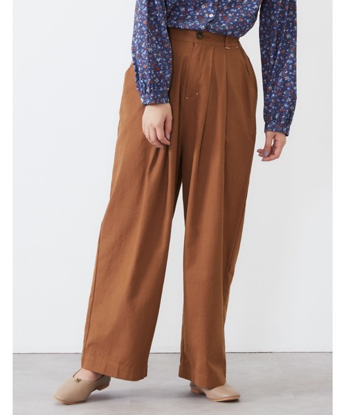 POU DOU DOU（プードゥドゥ）の「9分丈ボリュームタックパンツ（その他パンツ・レディース・ダークブラウン/インディゴブルー/アイボリー・3）」の7枚目の写真