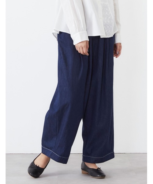 POU DOU DOU（プードゥドゥ）の「9分丈ボリュームタックパンツ（その他パンツ・レディース・ダークブラウン/インディゴブルー/アイボリー・3）」の17枚目の写真