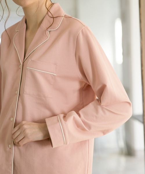 bijorie（ビジュリィ）の「裏毛パイピングパジャマ（ルームウェア/パジャマ・レディース・ブルー/アイボリー/ピンク・FREE）」の7枚目の写真