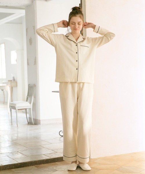 bijorie（ビジュリィ）の「裏毛パイピングパジャマ（ルームウェア/パジャマ・レディース・ブルー/アイボリー/ピンク・FREE）」の18枚目の写真