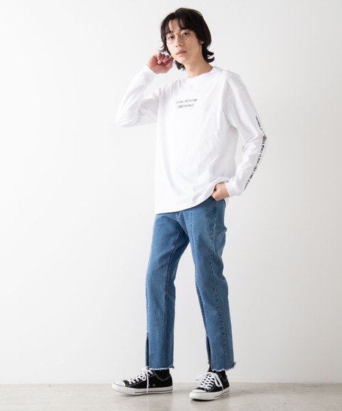 WEGO（ウィゴー）の「WEGO/シンプルスリーブロゴビッグシルエットロンT（Tシャツ/カットソー・メンズ・ブラック/イエロー系その他/ホワイト・LARGE/SMALL/MEDIUM）」の7枚目の写真