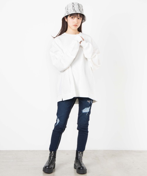 WEGO（ウィゴー）の「WEGO/シンプルスリーブロゴビッグシルエットロンT（Tシャツ/カットソー・メンズ・ブラック/イエロー系その他/ホワイト・LARGE/SMALL/MEDIUM）」の8枚目の写真