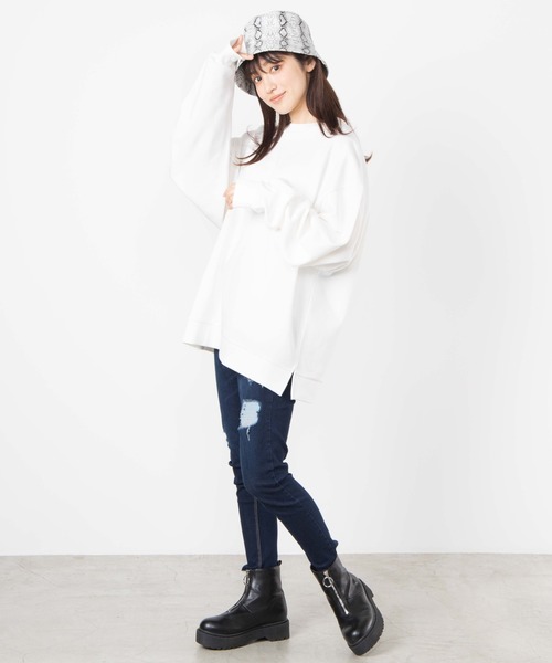 WEGO（ウィゴー）の「WEGO/シンプルスリーブロゴビッグシルエットロンT（Tシャツ/カットソー・メンズ・ブラック/イエロー系その他/ホワイト・LARGE/SMALL/MEDIUM）」の9枚目の写真