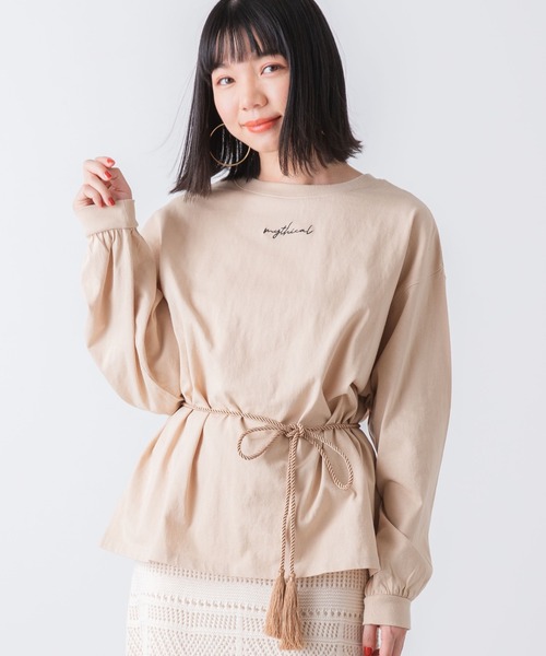 WEGO(ウィゴー)の「WEGO/ボリュームスリーブロゴロンT(Tシャツ/カットソー・レディース・ベージュ/サックスブルー/ピンク/アイボリー・FREE)」の1枚目の写真