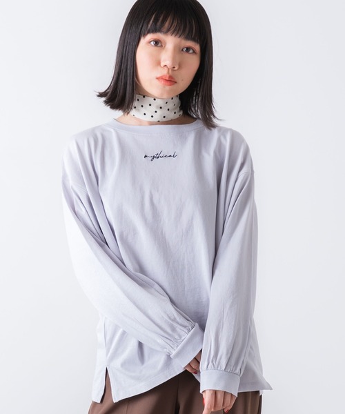 WEGO(ウィゴー)の「WEGO/ボリュームスリーブロゴロンT(Tシャツ/カットソー・レディース・ベージュ/サックスブルー/ピンク/アイボリー・FREE)」の3枚目の写真