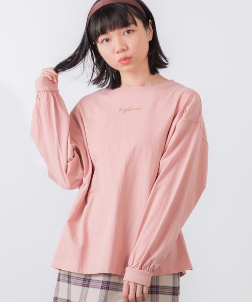 WEGO(ウィゴー)の「WEGO/ボリュームスリーブロゴロンT(Tシャツ/カットソー・レディース・ベージュ/サックスブルー/ピンク/アイボリー・FREE)」の4枚目の写真