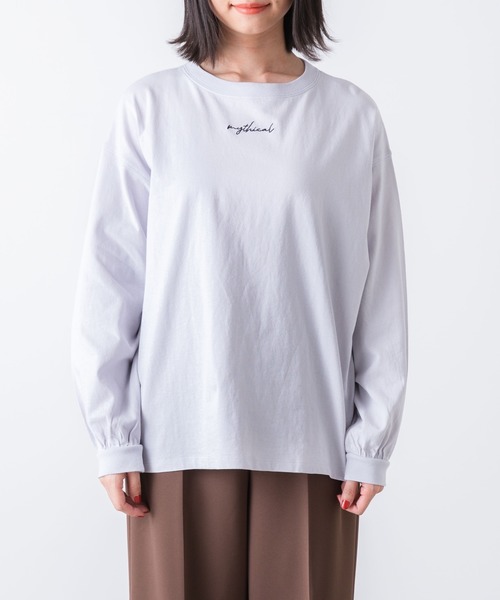 WEGO(ウィゴー)の「WEGO/ボリュームスリーブロゴロンT(Tシャツ/カットソー・レディース・ベージュ/サックスブルー/ピンク/アイボリー・FREE)」の6枚目の写真