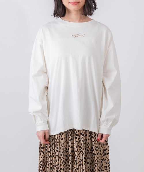 WEGO(ウィゴー)の「WEGO/ボリュームスリーブロゴロンT(Tシャツ/カットソー・レディース・ベージュ/サックスブルー/ピンク/アイボリー・FREE)」の8枚目の写真