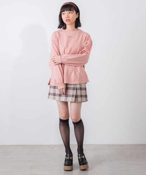 WEGO(ウィゴー)の「WEGO/ボリュームスリーブロゴロンT(Tシャツ/カットソー・レディース・ベージュ/サックスブルー/ピンク/アイボリー・FREE)」の5枚目の写真