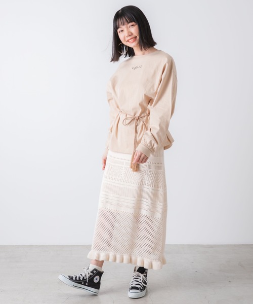 WEGO(ウィゴー)の「WEGO/ボリュームスリーブロゴロンT(Tシャツ/カットソー・レディース・ベージュ/サックスブルー/ピンク/アイボリー・FREE)」の7枚目の写真