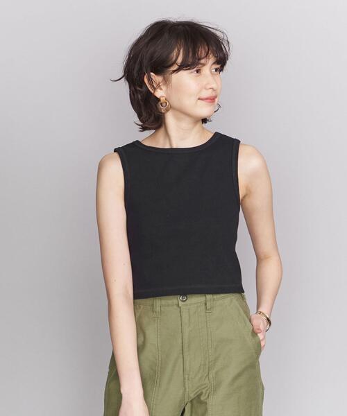 BEAUTY&YOUTH UNITED ARROWS（ビューティーアンドユースユナイテッドアローズ）の「BY コットンテレコクロップドノースリーブカットソー ◆（Tシャツ/カットソー・レディース・ベージュ/ブラック/オレンジ系その他・FREE）」の2枚目の写真