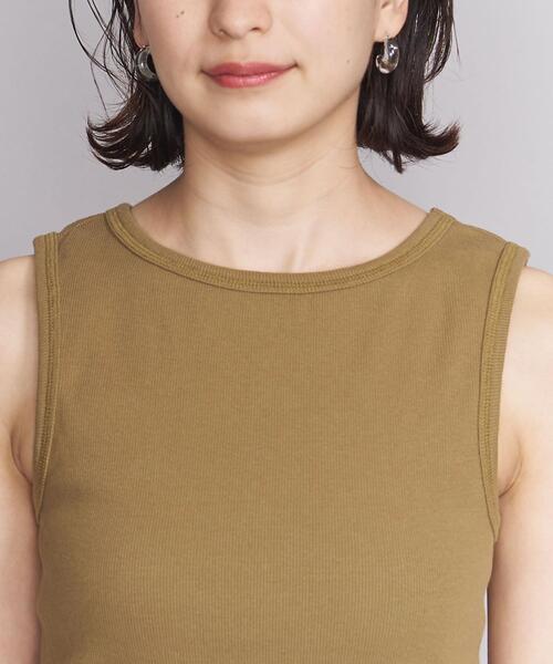 BEAUTY&YOUTH UNITED ARROWS（ビューティーアンドユースユナイテッドアローズ）の「BY コットンテレコクロップドノースリーブカットソー ◆（Tシャツ/カットソー・レディース・ベージュ/ブラック/オレンジ系その他・FREE）」の7枚目の写真