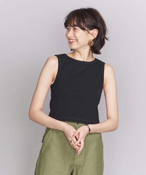 BEAUTY&YOUTH UNITED ARROWS（ビューティーアンドユースユナイテッドアローズ）の「BY コットンテレコクロップドノースリーブカットソー ◆（Tシャツ/カットソー・レディース・ベージュ/ブラック/オレンジ系その他・FREE）」の12枚目の写真