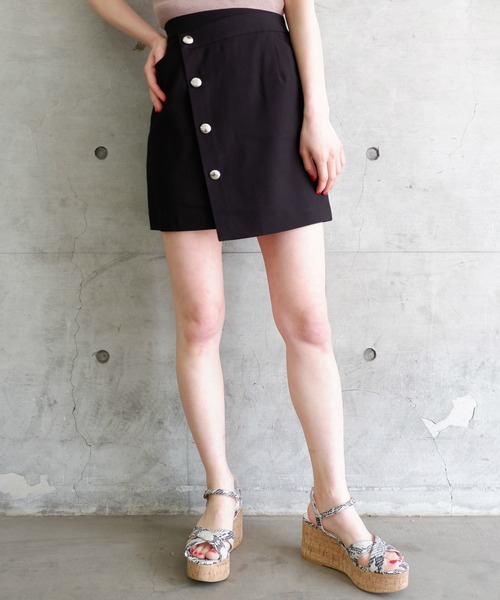 SPIRALGIRL（スパイラルガール）の「ラップ風ミニスカート（スカート・レディース・ブラック/キャメル・FREE）」の3枚目の写真