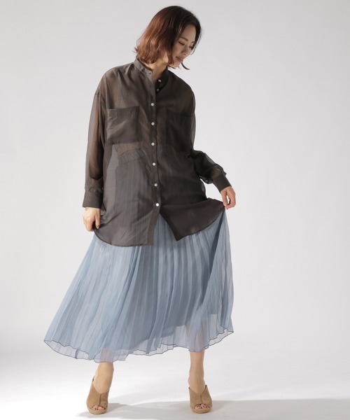 BAYFLOW（ベイフロー）の「シアープリーツスカート（スカート・レディース・アイボリー/ブルー/ブラウン/ライトグリーン・MEDIUM/SMALL）」の11枚目の写真